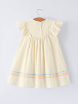 Rainbow Sailboat Embroidered Girls Dress