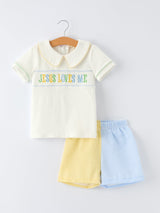 PREORDER "Jesus Loves Me "Embroidered Toddler Boys'Set