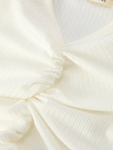 Girls' Spring Daisy Set Ruched Tie Sleeve