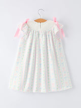 Girl Bow Stripe Smocked Dress