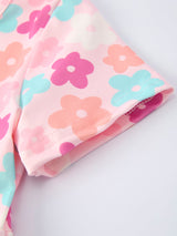 Girl Colorful Floral Short Sleeve Dress