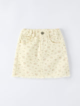 Flower Letter Girl Short Sleeve Top Denim Skirt Set