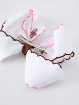 Western Horse Embroidery Ruffle Edge Girls Hairpin 4/6.25 Inches