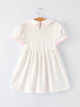 Back to School Polka Dot Girls Dress Pencil Bow Applique