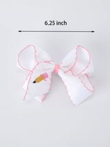 Back to School Yellow Pencil Bow Hair Clip 6.25 Inch