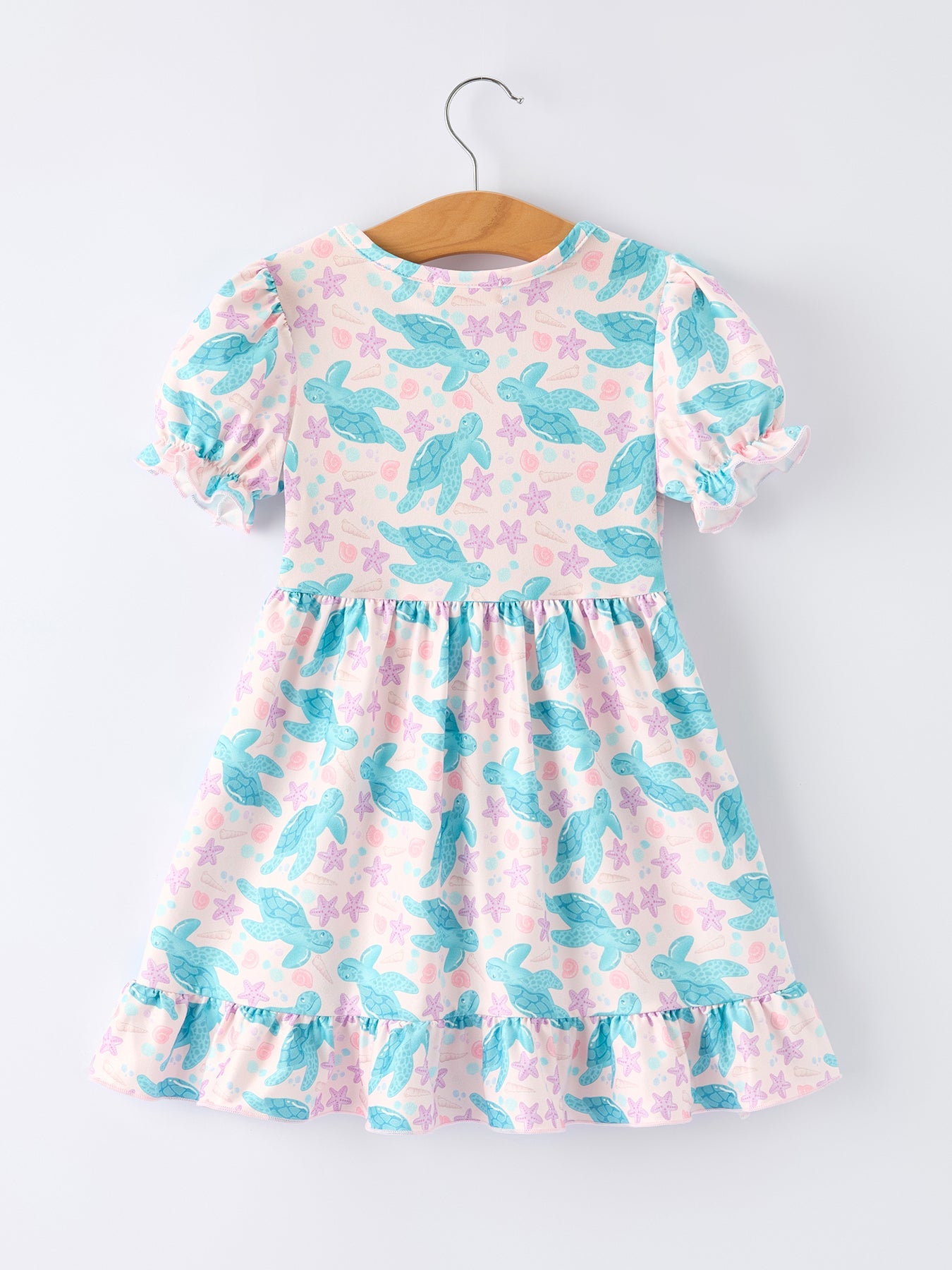 Three Little Tots Ocean Animal Sea Turtle Girl Ruffle Dress, additional product photo