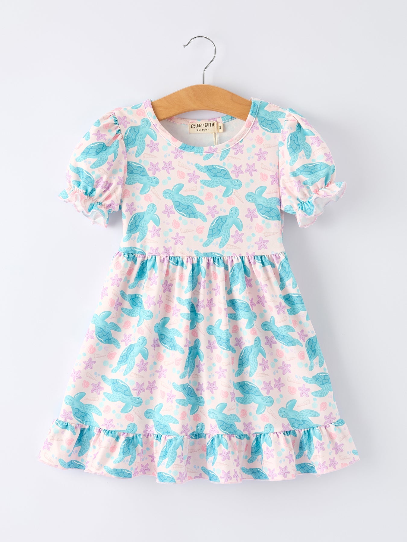 Three Little Tots Ocean Animal Sea Turtle Girl Ruffle Dress