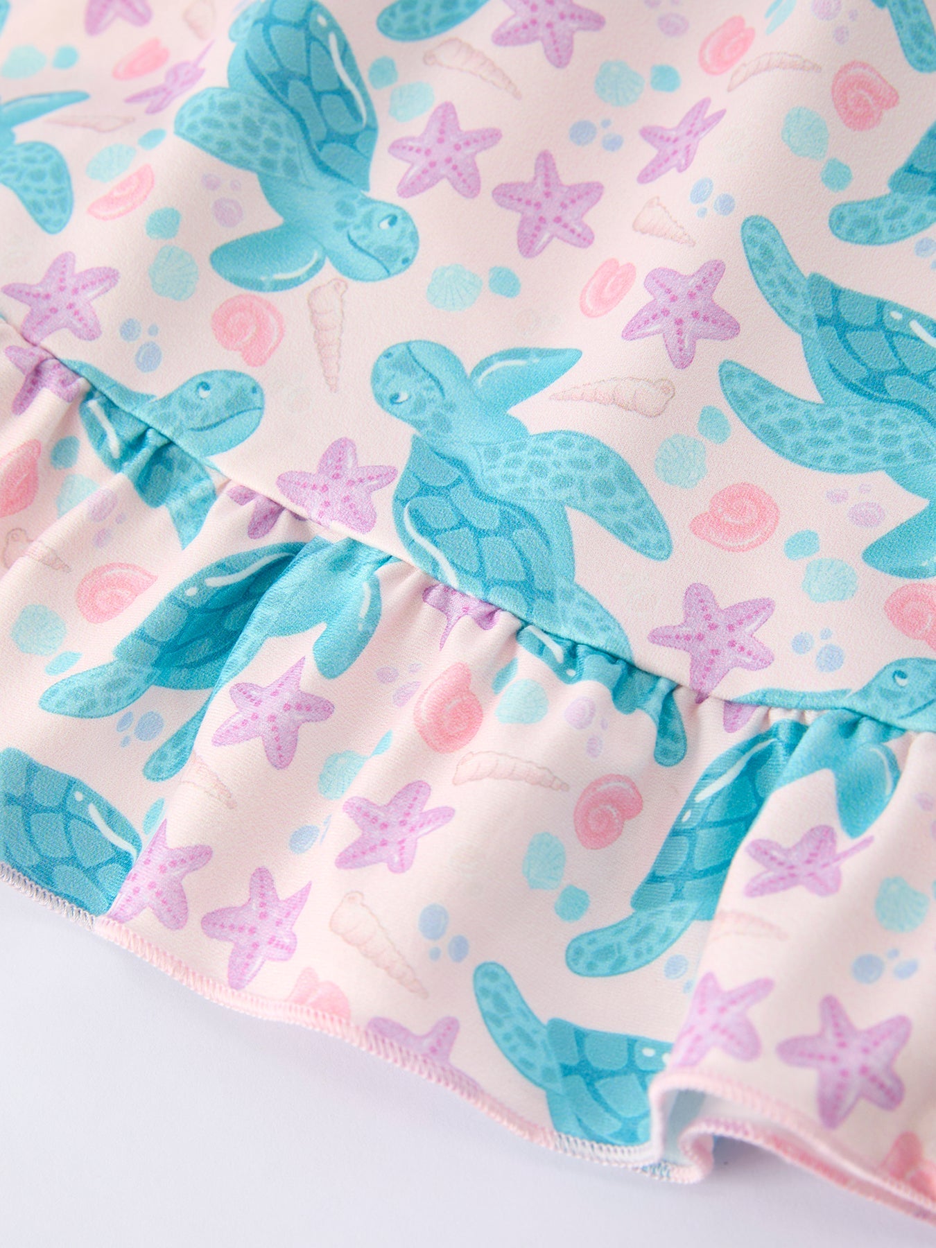 Three Little Tots Ocean Animal Sea Turtle Girl Ruffle Dress, extra product detail