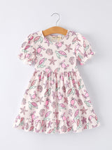 Three Little Tots Ocean Print Girl Ruffle Dress