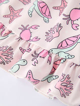 Three Little Tots Ocean Print Girl Ruffle Dress, extra product detail