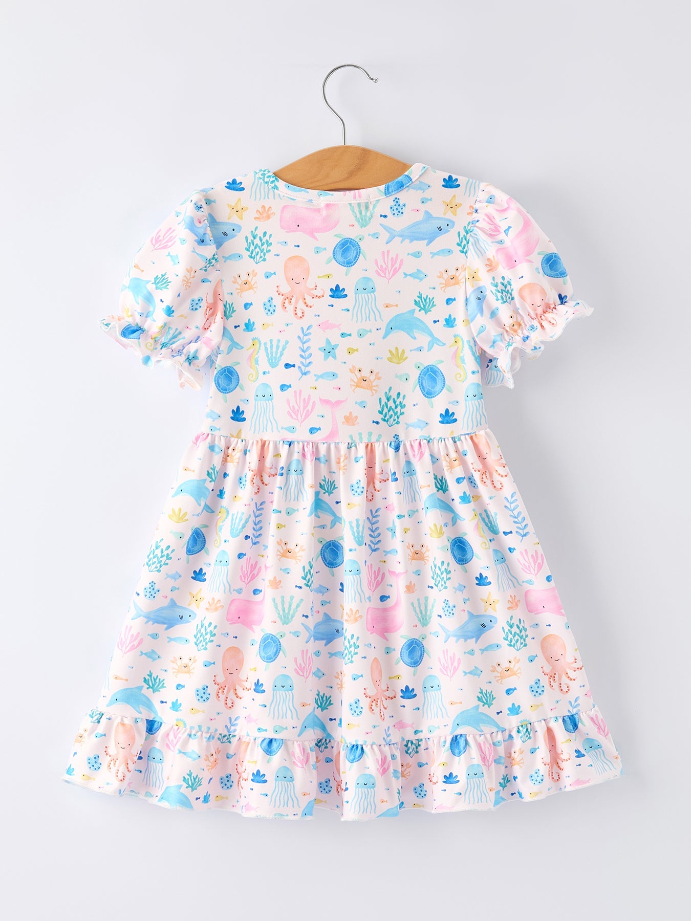 Three Little Tots Ocean Animal Print Girl Ruffle Dress, additional product photo