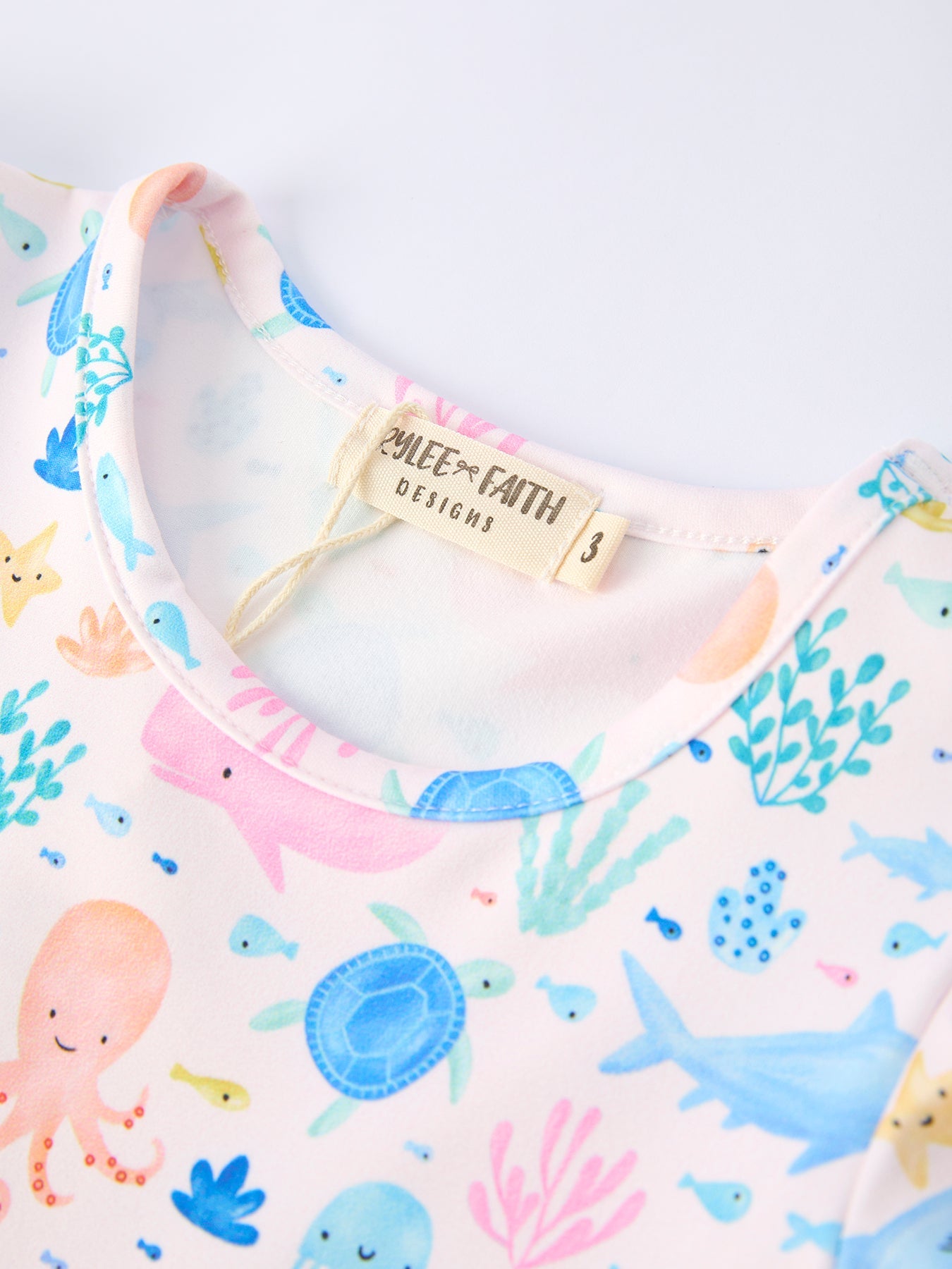 Three Little Tots Ocean Animal Print Girl Ruffle Dress, additional view
