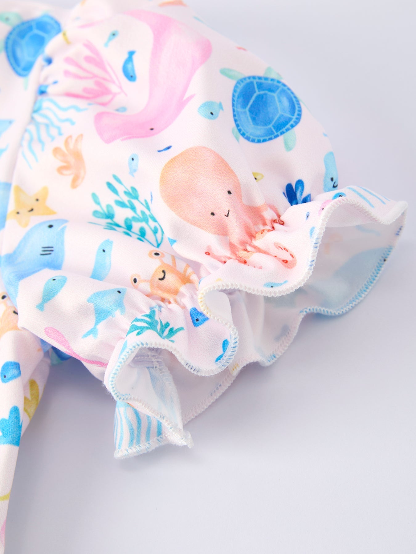Three Little Tots Ocean Animal Print Girl Ruffle Dress, extra product detail