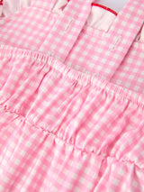 4th of July Plaid Girls Dress Bow Ruffle