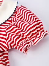 4th of july Bow Applique Striped Dress