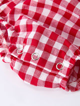 4th of July Flag Plaid Girl Peter Pan Collar Romper Bow