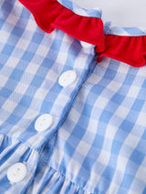 4th of july Plaid Smocking Girls Bloomer Set