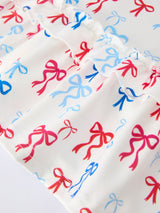 4th of july Bow Print Girls Dress One Shoulder Ruffle