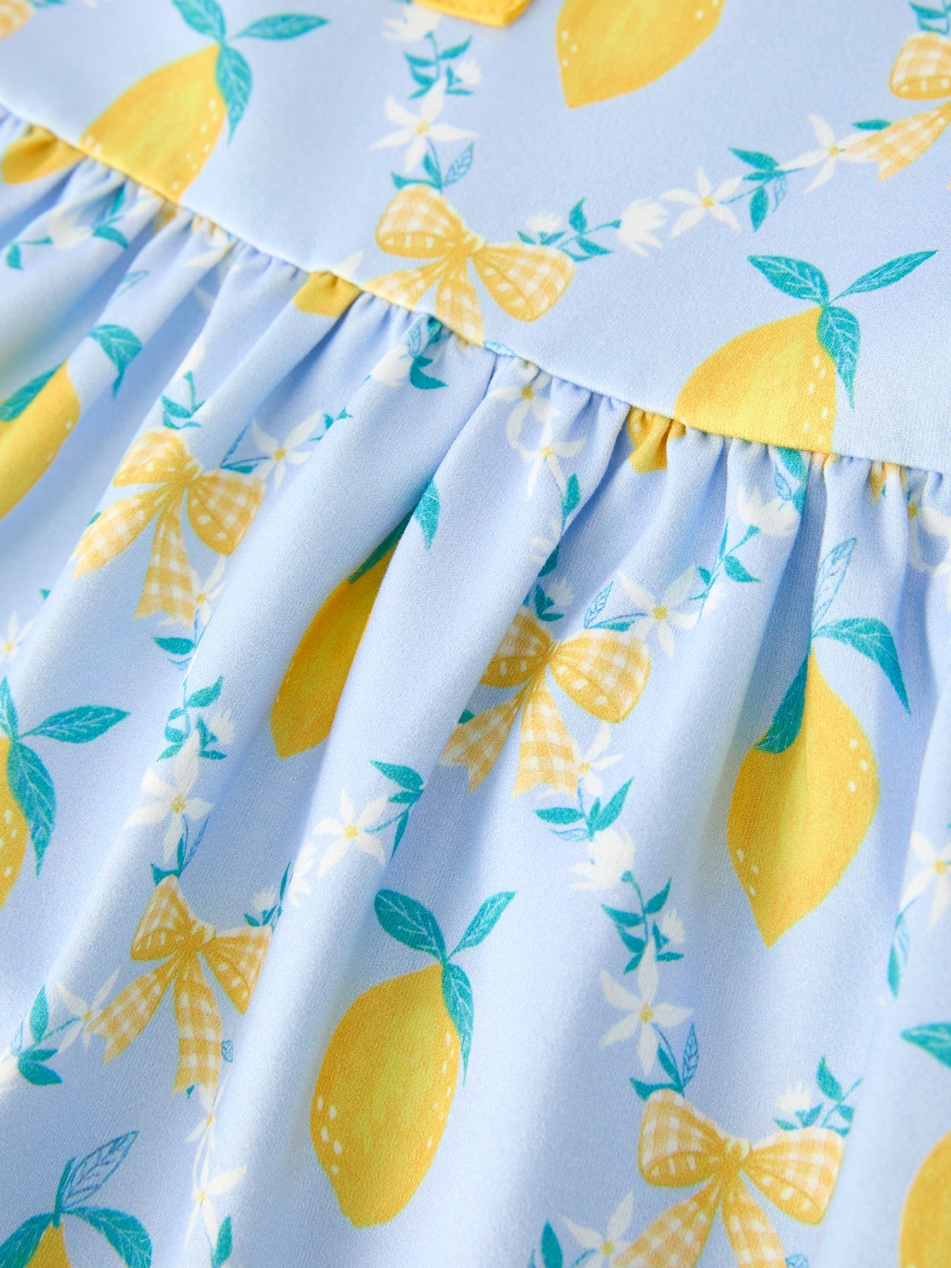 Summer Lemon Floral Print Girl Sleeveless Ruffle Dress