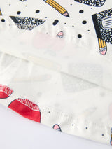 Back to School Apple Pencil Print Girls Dress