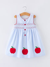Girls Back To School Apple Twirl Dress Smocked
