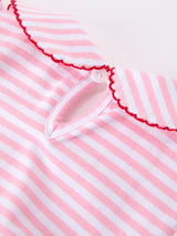 Girls Back To School Apple Applique Twirl Dress Ruffle Petal Collar