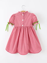 Girls Back To School Worm Plaid Twirl Dress Smocked