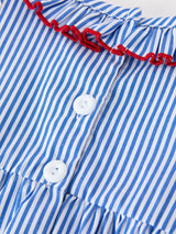 Girls 4th of July Plaid Romper Bow Smocked Embroidery