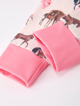 Three Little Tots Girls Western Horse Bow Pajamas Set Print, extra product detail