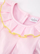 Back to School Pink Pencil Applique Ruffle Collar Girls Dress