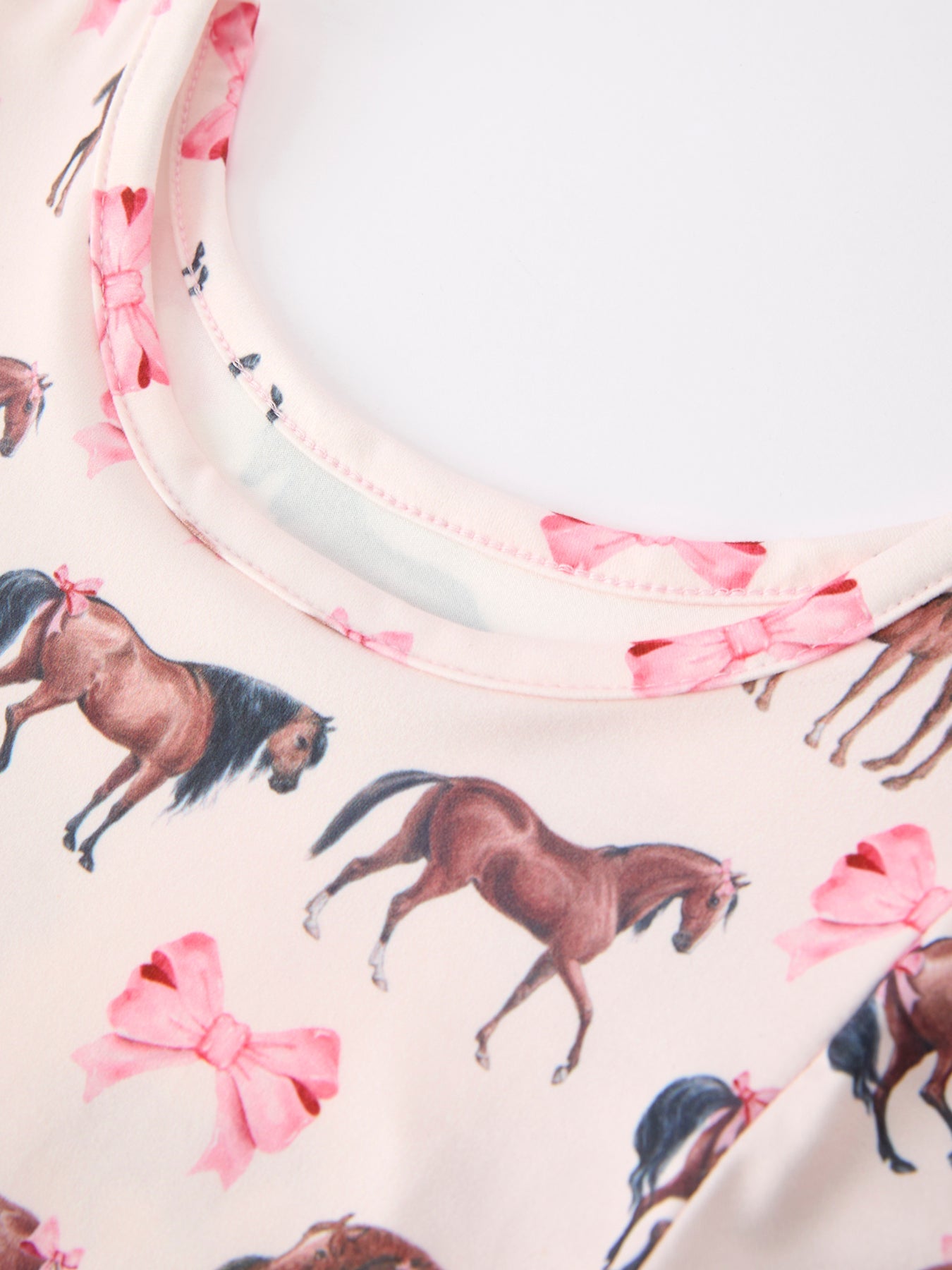 Three Little Tots Girls Western Horse Print Twirl Dress Short Sleeve, another angle