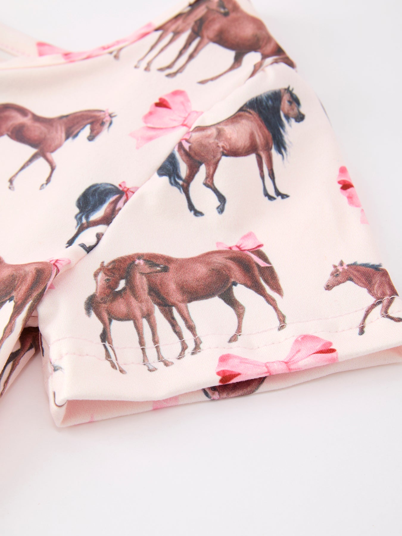 Three Little Tots Girls Western Horse Print Twirl Dress Short Sleeve, third additional photo