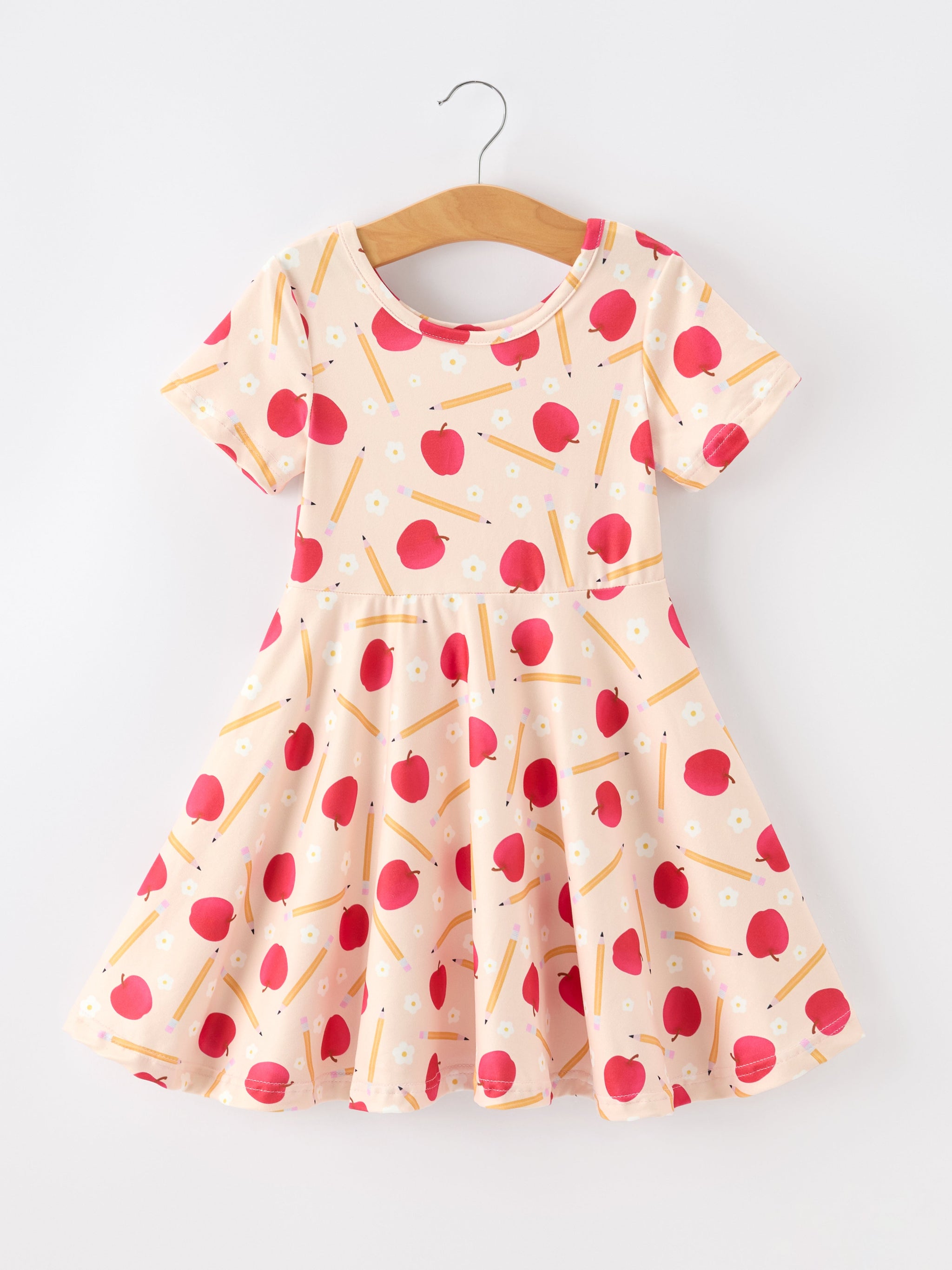 Girls Back To School Apple Pencil Twirl Dress