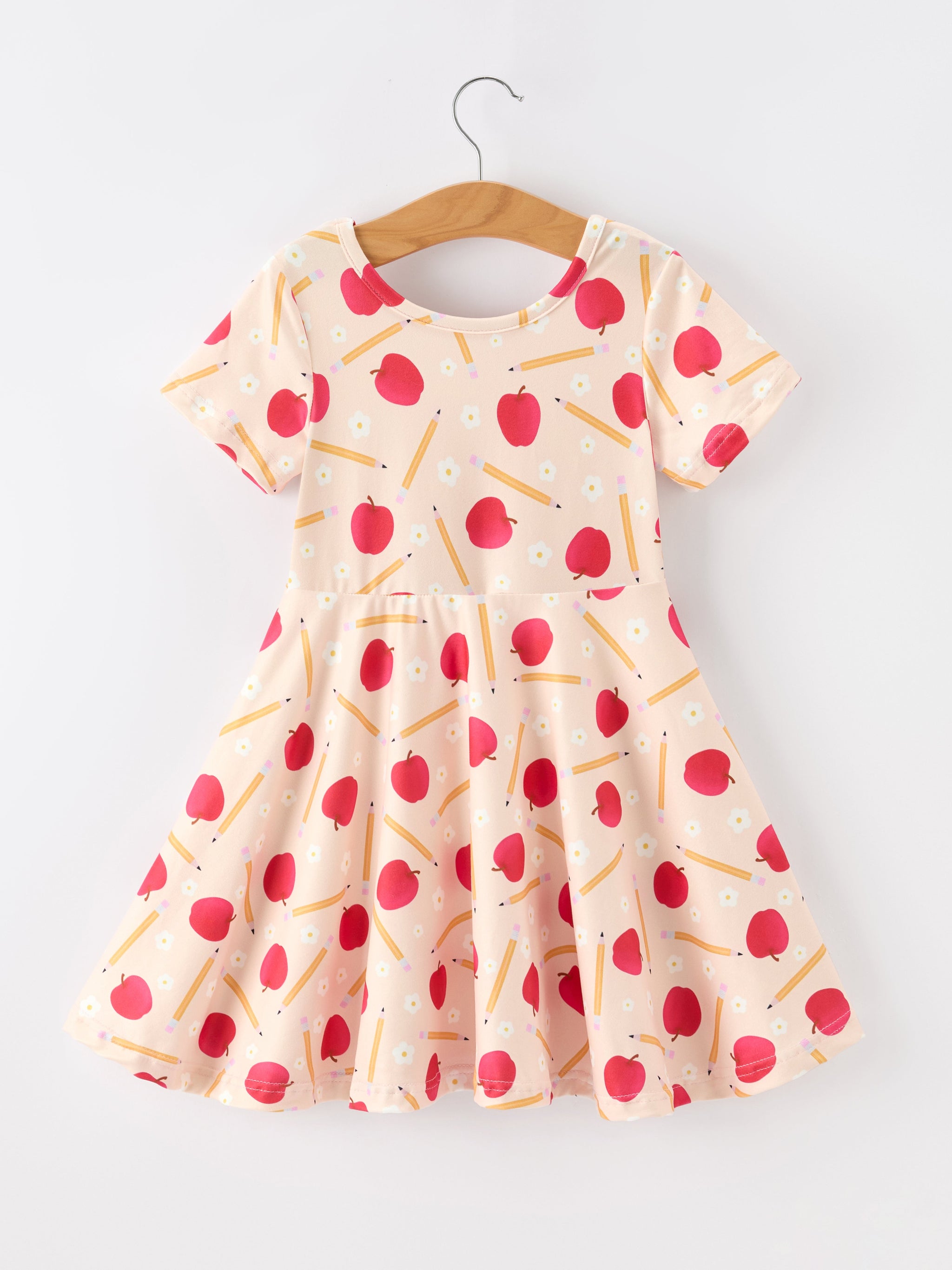 Girls Back To School Apple Pencil Twirl Dress