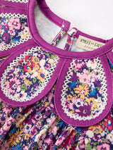 Purple Floral Bow Petals Collar Girls Romper