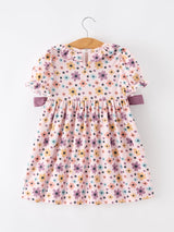 Three Little Tots Halloween Thanksgiving Pumpkin Floral Bow Girls Dress, additional product photo