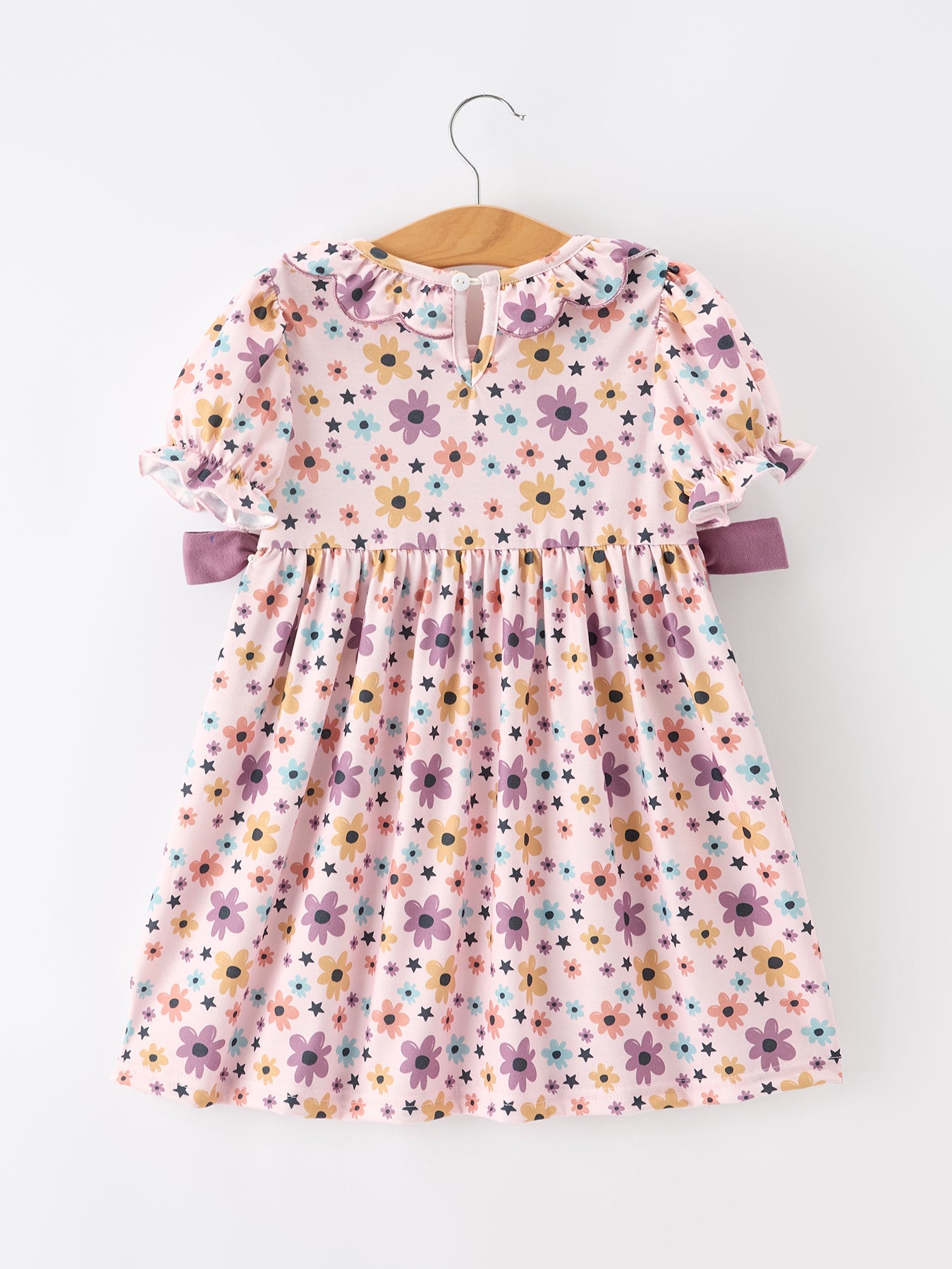 Three Little Tots Halloween Thanksgiving Pumpkin Floral Bow Girls Dress, additional product photo