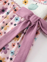 Three Little Tots Halloween Thanksgiving Pumpkin Floral Bow Girls Dress, additional view