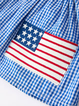 4th of July Plaid Girls Set Flag Star Bow Top Shorts Outfit