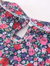 Blue Bow Smocked Floral Girl Dress