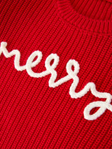 Red Christmas Girls “merry” Pullover Sweater