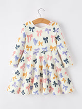 Halloween Bow Girls Dress Long Sleeve Twirl Dress
