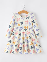 Halloween Bow Girls Dress Long Sleeve Twirl Dress