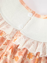 Thanksgiving Turkey Floral Lace Ruffle Girls Dress