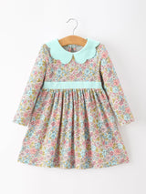 Three Little Tots Mint Floral Girl Dress Petals Collar