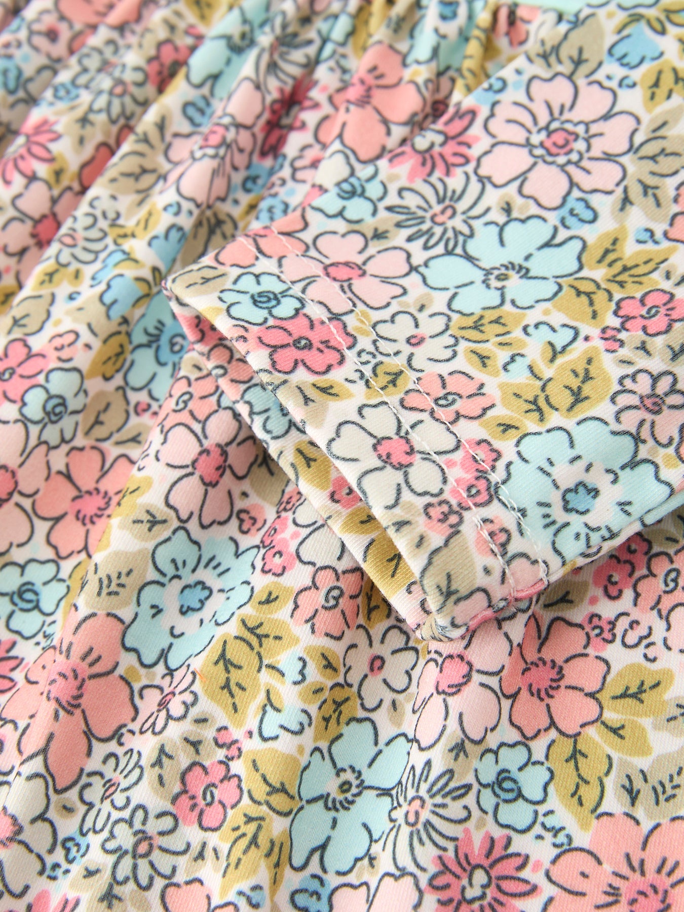 Three Little Tots Mint Floral Girl Dress Petals Collar, additional view