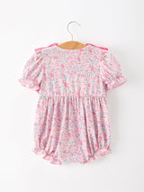 Three Little Tots Pink Bow Smocked Floral Baby Bubble, additional product photo