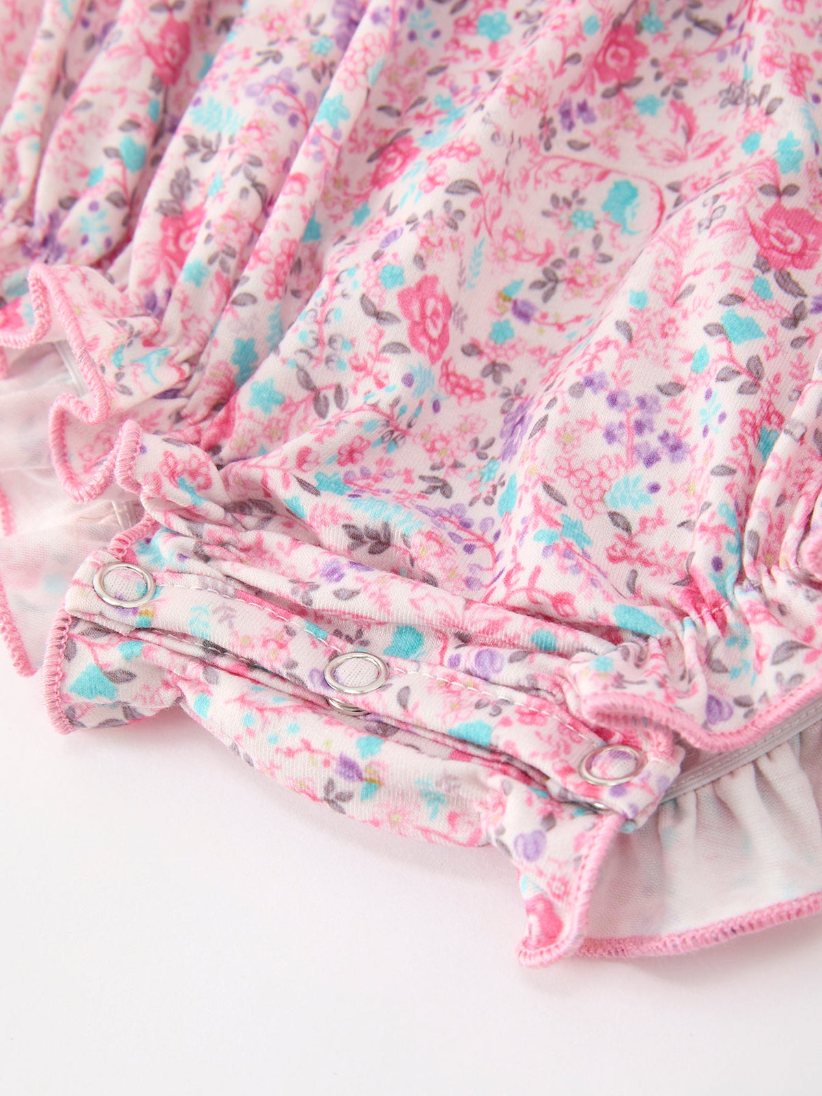 Three Little Tots Pink Bow Smocked Floral Baby Bubble, extra product detail