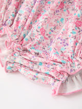 Three Little Tots Pink Bow Smocked Floral Baby Bubble, extra product detail