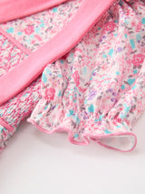 Pink Bow Smocked Floral Girl Dress